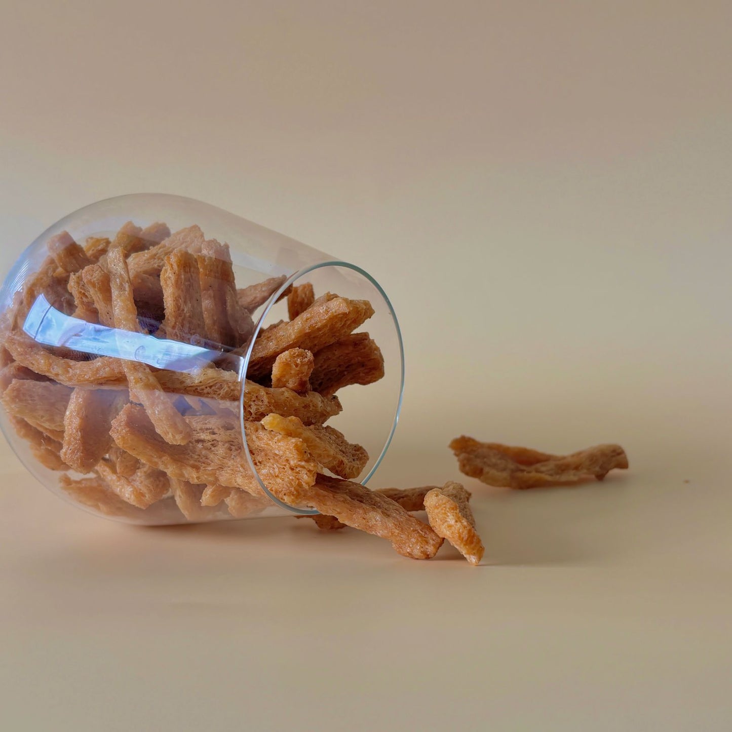 Close-up of Nibble Network Wasabi Soy Crunches packet with crunchy soy sticks, plant-based halal-certified snack high in fibre and iron