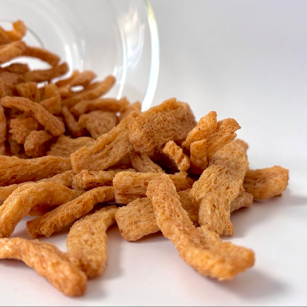 Soy Crunches pack styled for everyday guilt-free snacking, vegan high-protein soy snack from Nibble Network